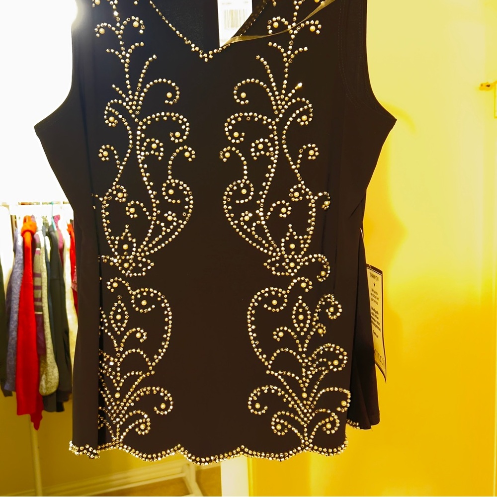 Chic Black Embellished Women's Blouse